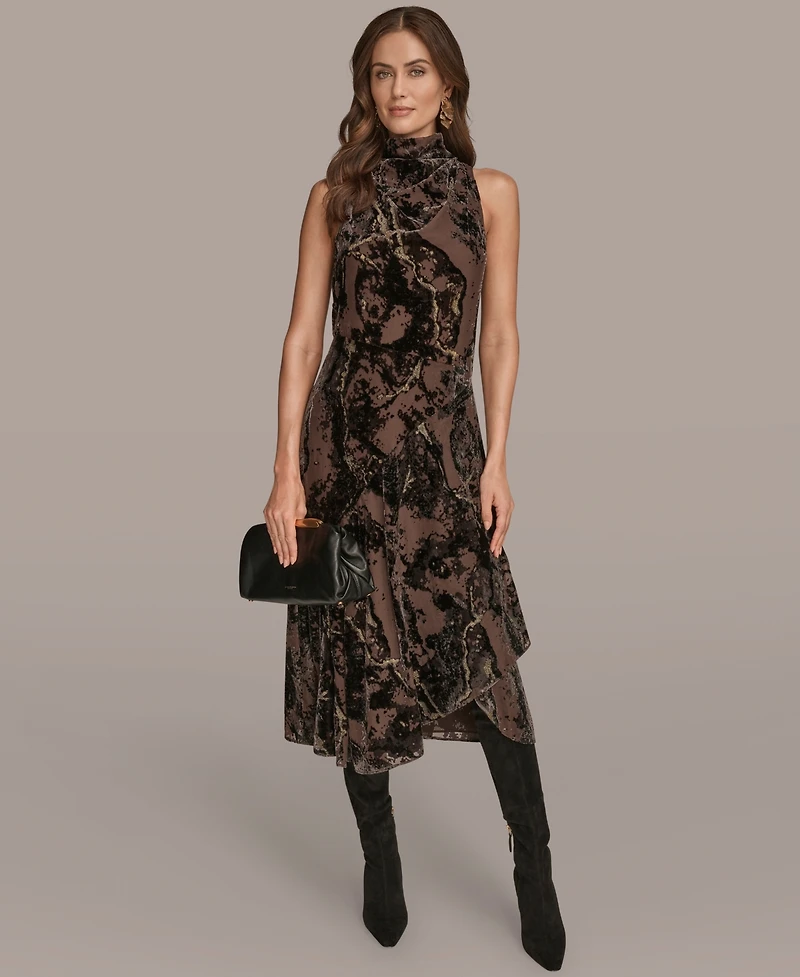 Donna Karan New York Women's Cowl Neck Midi Dress