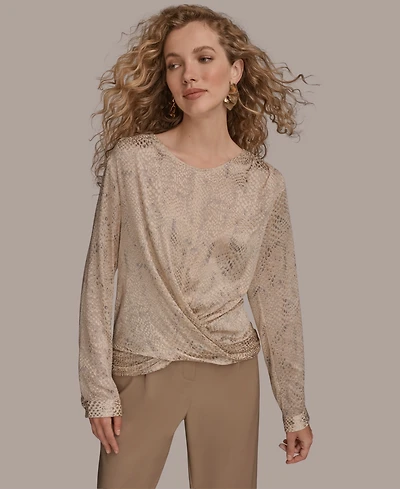 Donna Karan New York Women's Long Sleeve Drape Top
