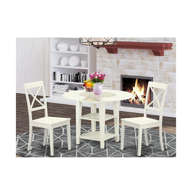 East West Furniture Dining Room Set Linen White