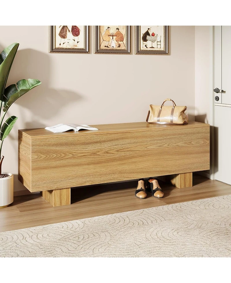 Tribesigns 47.2" Entryway Bench, Wooden Bedroom Bench End of Bed, Easy Assembly