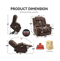 Maison Boucle Power Lift Recliner with Heat & Massage, Electric Chenille Chair Usb Port, Cup Holders Heavy-Duty 350 Lbs Support-Maison