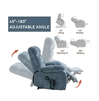 Maison Boucle Oversized Chenille Power Lift Chair with Massage & Heat, Dual Motor Electric Recliner, Infinite Position-Maison