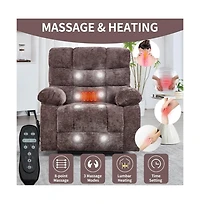 Maison Boucle Oversized Chenille Power Lift Chair with Massage & Heat, Dual Motor Electric Recliner, Infinite Position-Maison