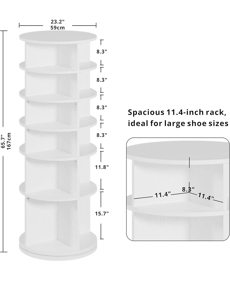 Ironck Rotating Shoe Rack Tower, Free Standing 360° Revolving Spinning, White