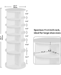 Ironck Rotating Shoe Rack Tower, Free Standing 360° Revolving Spinning, White