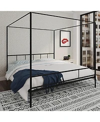 Slickblue Metal Canopy Bed Frame with Headboard and Footboard, Sturdy Stylish Design