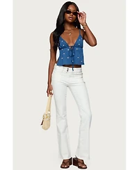 Edikted Womens Soleil Embroidered Open Back Top