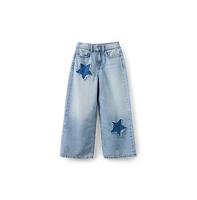Cotton On Little Girls Embellished Super Wide Denim Jean