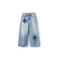 Cotton On Little Girls Embellished Super Wide Denim Jean