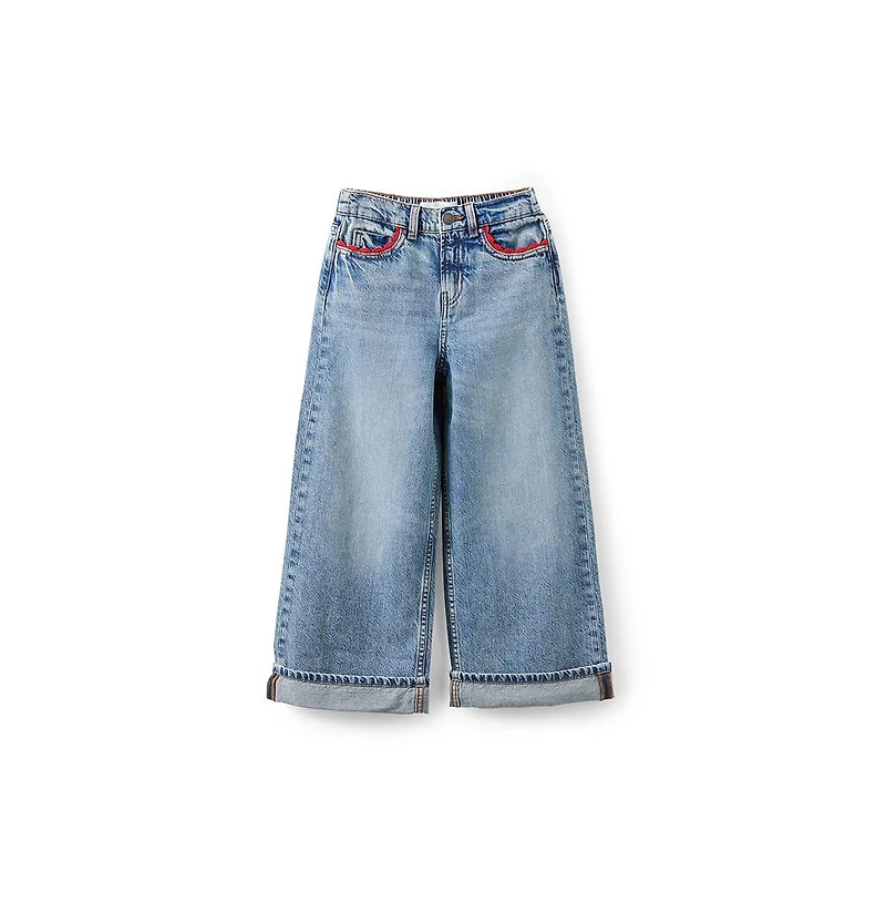 Cotton On Little Girls Embellished Super Wide Denim Jean