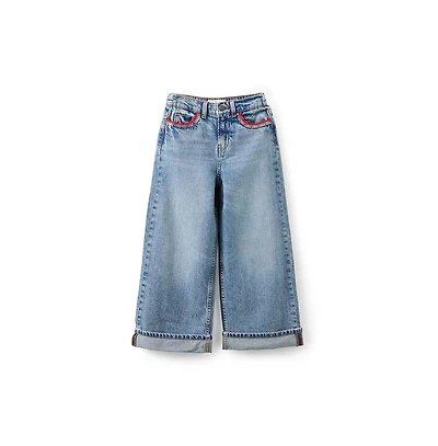 Cotton On Little Girls Embellished Super Wide Denim Jean