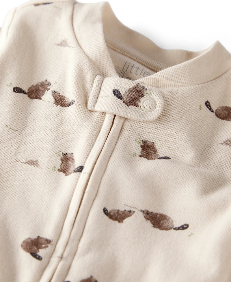 Little Planet by Carter's Baby Boys or Girls Organic Beaver Creek Print Sleep and Play Pajamas