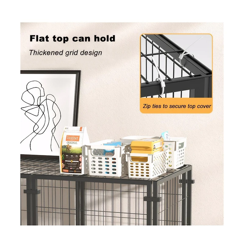 Aostirmotor Black 47 in. Dog Crate for Small Medium Large Dogs, Puppy Dog Playpen for Yard Indoor Outdoor Use