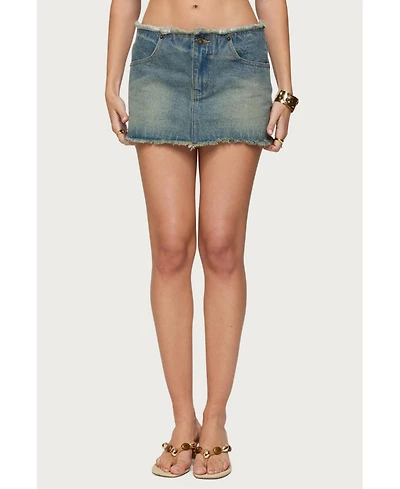 Edikted Women's Levana Distressed Denim Mini Skirt