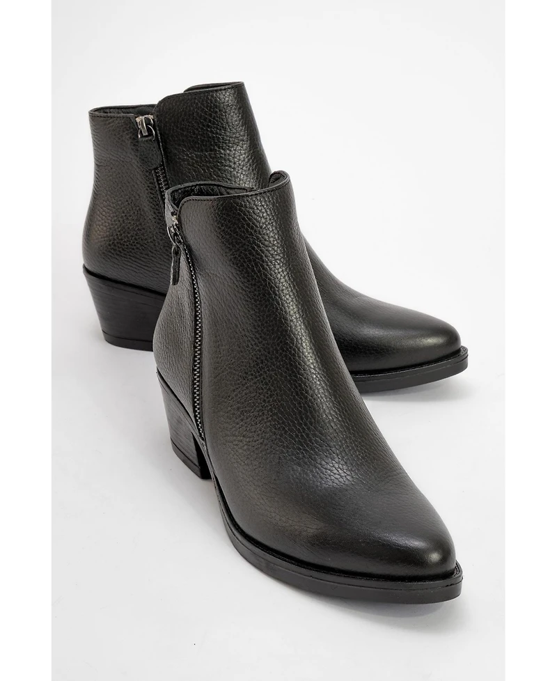 Forever & Always Shoes Jayer Leather Double-Zip Block Heel Boot (Women)