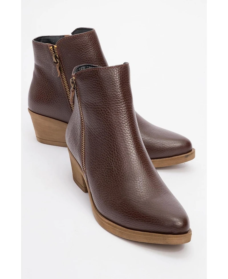 Forever & Always Shoes Jayer Leather Double-Zip Block Heel Boot (Women)