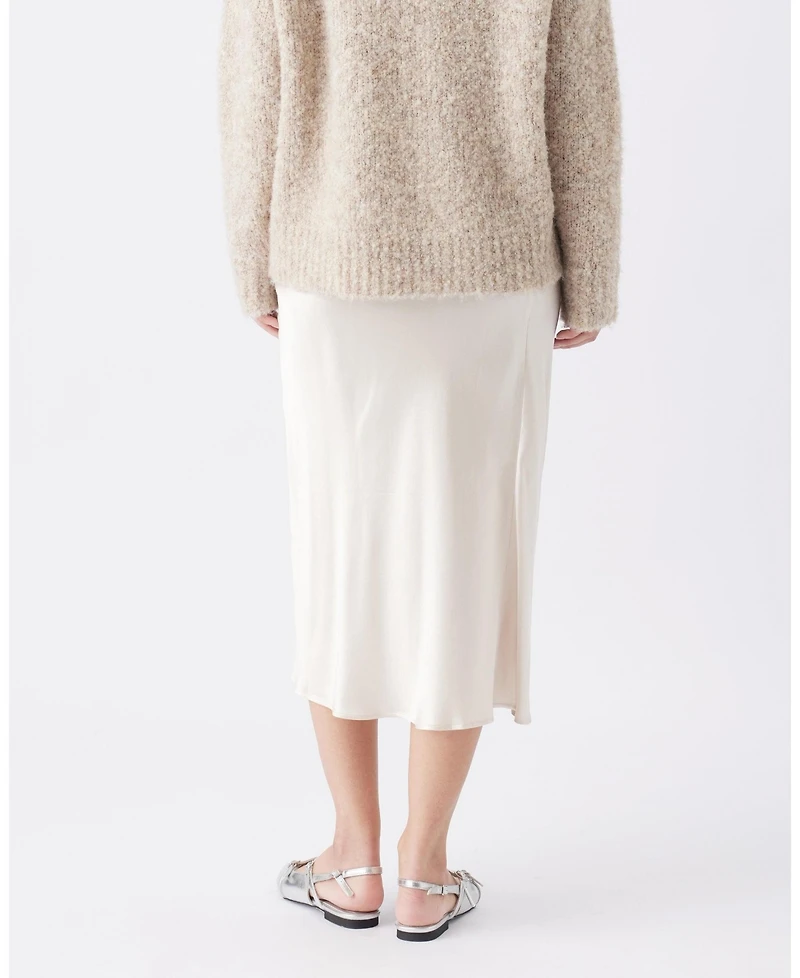 Ripe Maternity Elegant Crystal Satin Midi Skirt Oyster