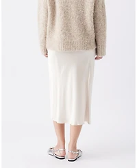 Ripe Maternity Elegant Crystal Satin Midi Skirt Oyster