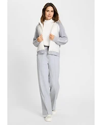 Olsen Women's Zip Front Mixed Media Hooded Jacket