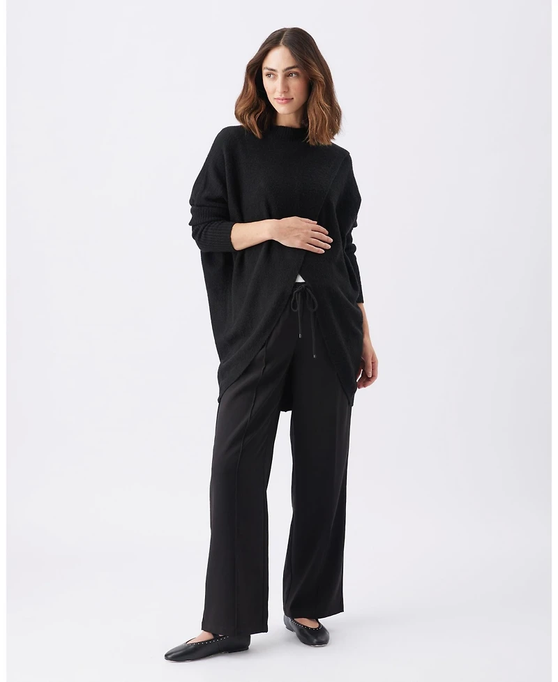 Ripe Maternity Maternity Stylish Hallie Cross Over Knit Sweater in Black Nursing