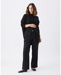 Ripe Maternity Maternity Stylish Hallie Cross Over Knit Sweater in Black Nursing