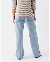 Ripe Maternity Billie Light Wash Elastic Waist Jeans Stylish and Comfortable Wide Leg Design
