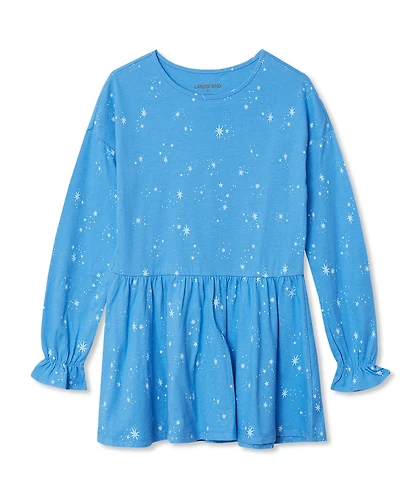 Lands' End Girls Long Sleeve Ruffle Tunic Top