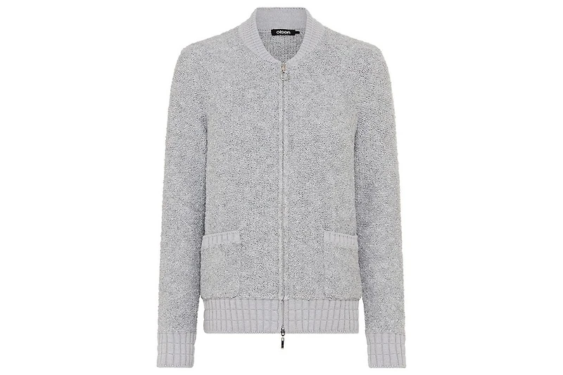 Olsen Women's Boucle Zip Front Cardigan