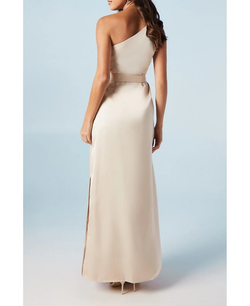 Oasis Women's One Shoulder Satin Maxi Bridesmaid Dress