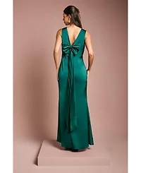 Coast Women's Bow Back V Neck Satin Bridesmaid Dress