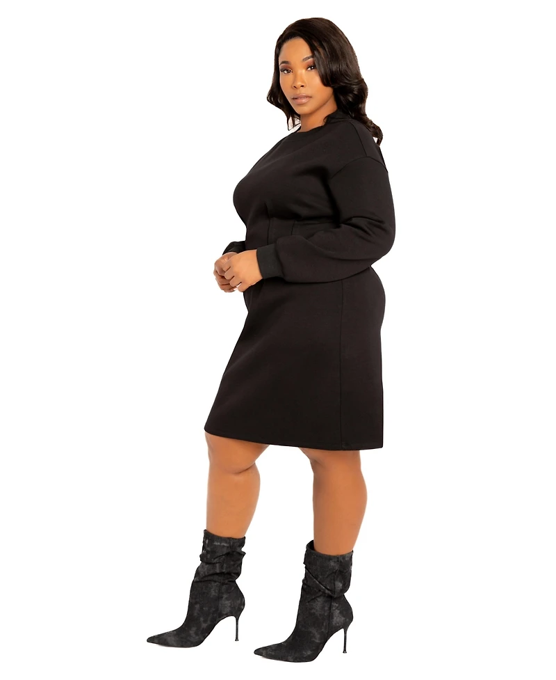 Buxom Couture Women's Plus Waisted Jersey Mini Dress