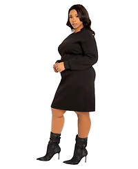 Buxom Couture Women's Plus Waisted Jersey Mini Dress