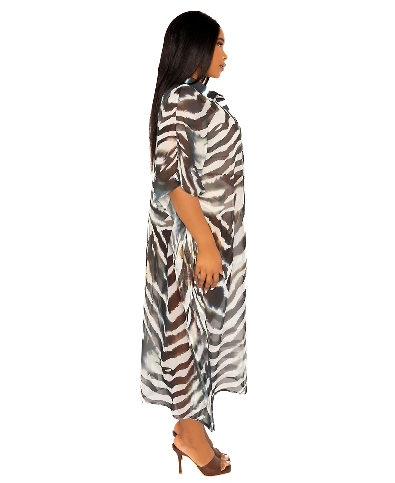 Buxom Couture Plus Print Shirtdress Cover Up