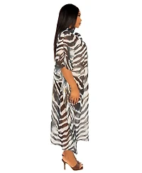 Buxom Couture Plus Print Shirtdress Cover Up
