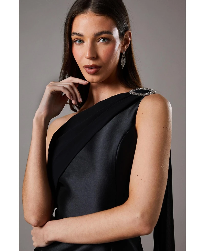 Coast Women's One Shoulder Twill Gown