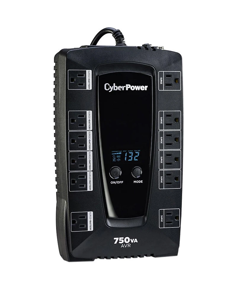CyberPower Intelligent Lcd AVRG750LCD 12 Outlet 750VA 450W Surge Protection and Battery Backup Ups System