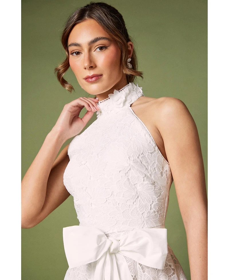 Coast Women's Halterneck Belted Lace Midi Dress