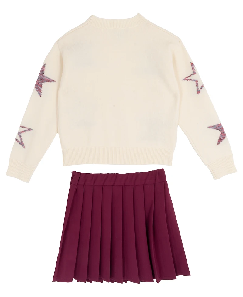 Rare Editions Big Girls 2-Piece Star Sweater and Pleated Skort Set