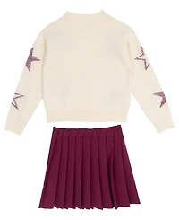 Rare Editions Big Girls 2-Piece Star Sweater and Pleated Skort Set