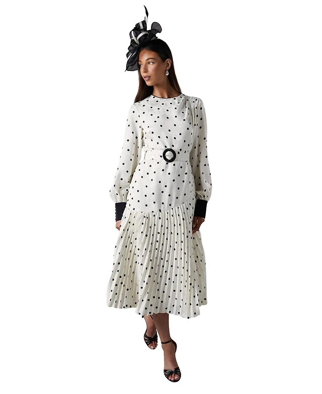 macy's midi dresses with sleeves Mac Duggal Women's Elegant Puff Sleeve Floral Midi Dress with A-Line  Silhouette and Side Pockets