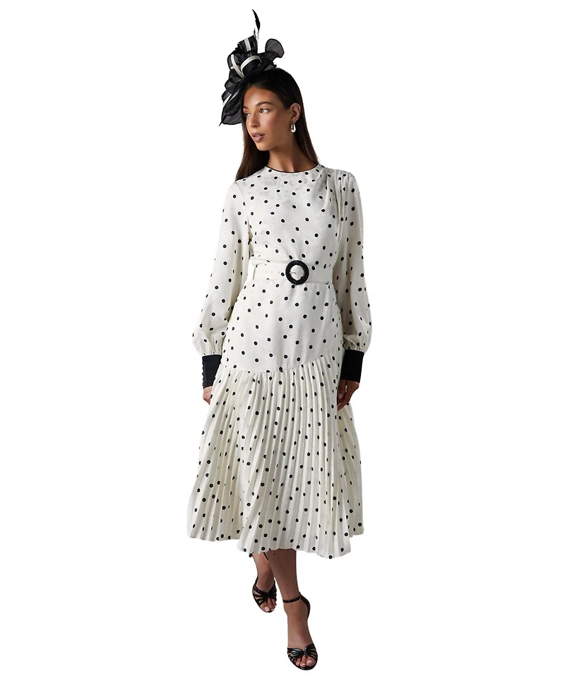 Coast Long Sleeve Pleated Midi Dress