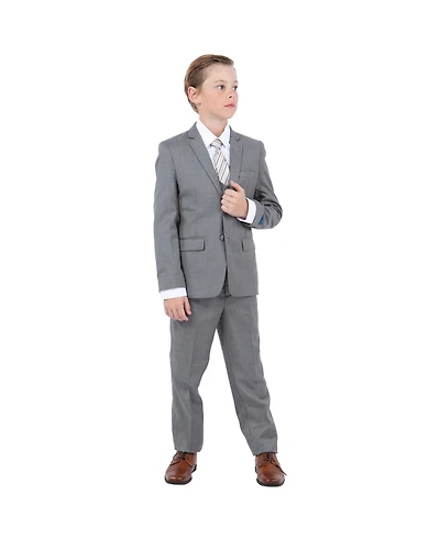 Perry Ellis Big Boys 5 Piece Sharkskin Suit,Vest,Pants,Shirt and Tie Set