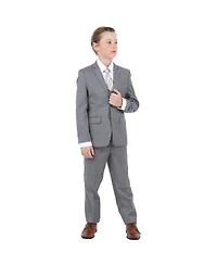 Perry Ellis Big Boys 5 Piece Sharkskin Suit,Vest,Pants,Shirt and Tie Set