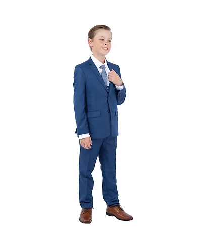 Perry Ellis Big Boys 5 Piece Sharkskin Suit,Vest,Pants,Shirt and Tie Set