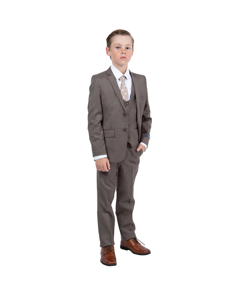 Perry Ellis Big Boys 5 Piece Sharkskin Suit,Vest,Pants,Shirt and Tie Set