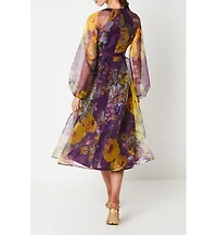 Coast Women's Organza Puff Sleeve Midi Dress