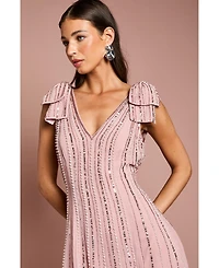 Coast Women's Bow Shoulder Embellished Midi Dress