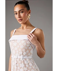 Coast Women's Mesh Sequin Belted Midi Dress
