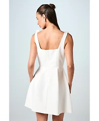 Coast Square Neck 3D Flower Bridal Mini Dress