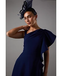 Coast Women's One Shoulder Crepe Ruffle Midi Dress